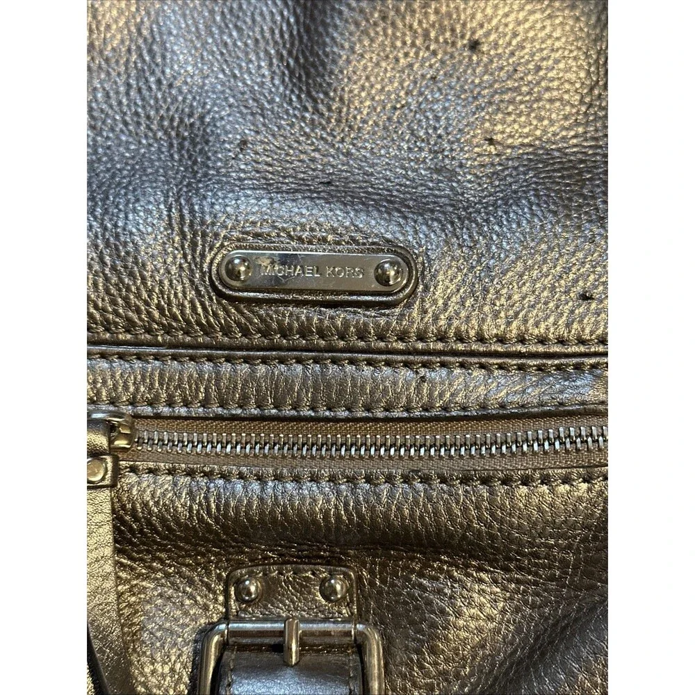 Michael Kors Large Metallic Silver Leather Shoulder Bag
